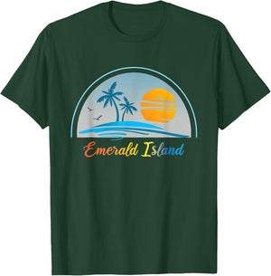 Emerald Island NC North Carolina Souvenir Palm Tree Surfer T-Shirt - T-Shirt | Forest