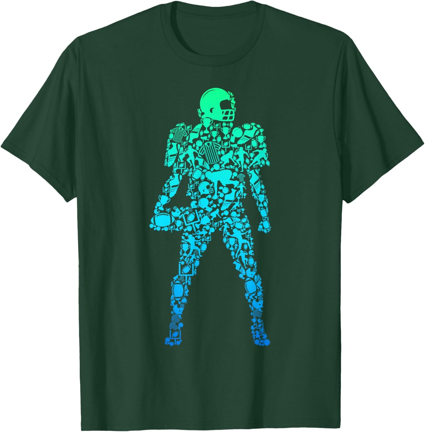Football Player American Football Kids Boys Men T-Shirt - T-Shirt | Forest