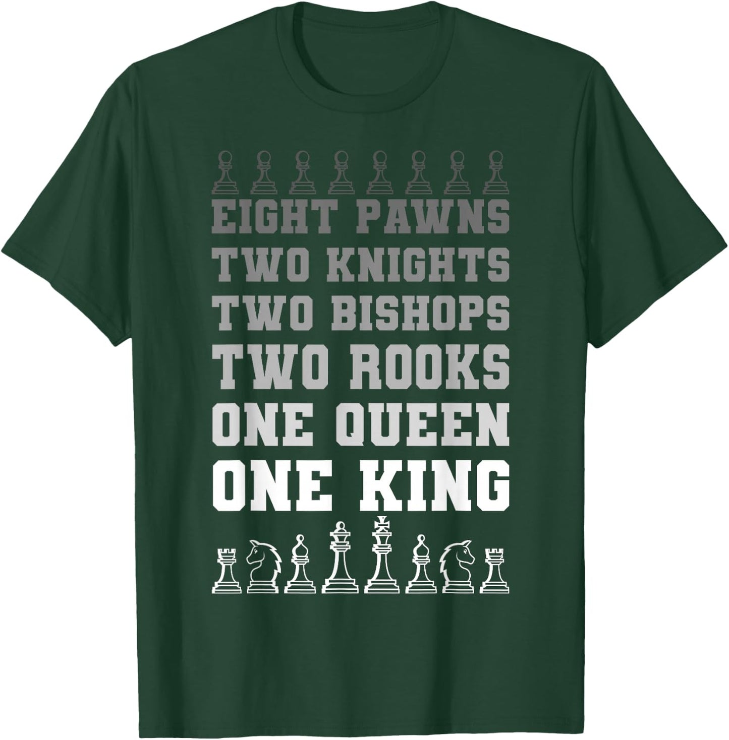 Chess Players Queen King Rook Pawns Horse Bishop Boardgame T-Shirt - T-Shirt | Forest