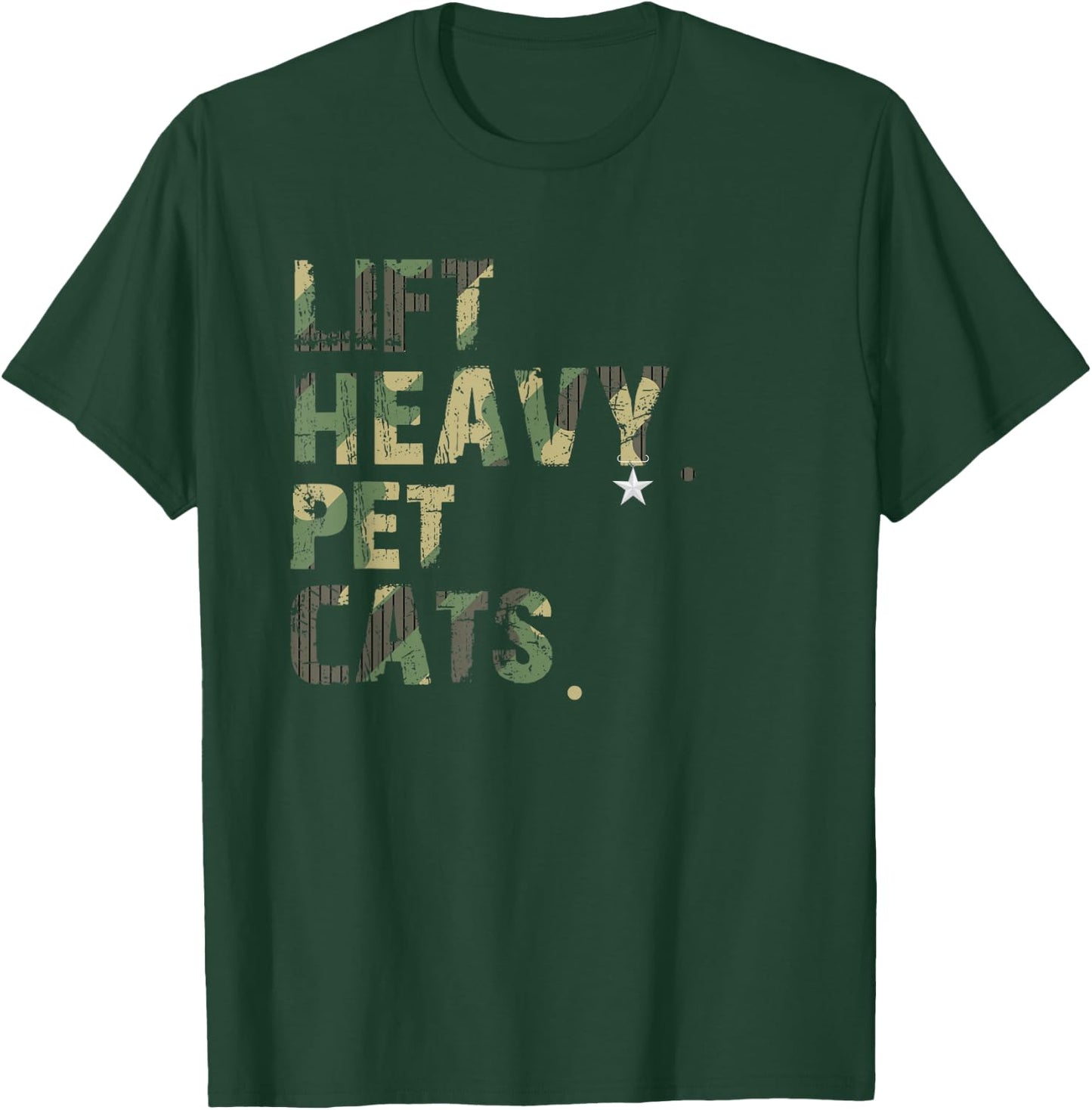 Lift Heavy Pet Cats American Flag Military Weightlifters T-Shirt - T-Shirt | Forest