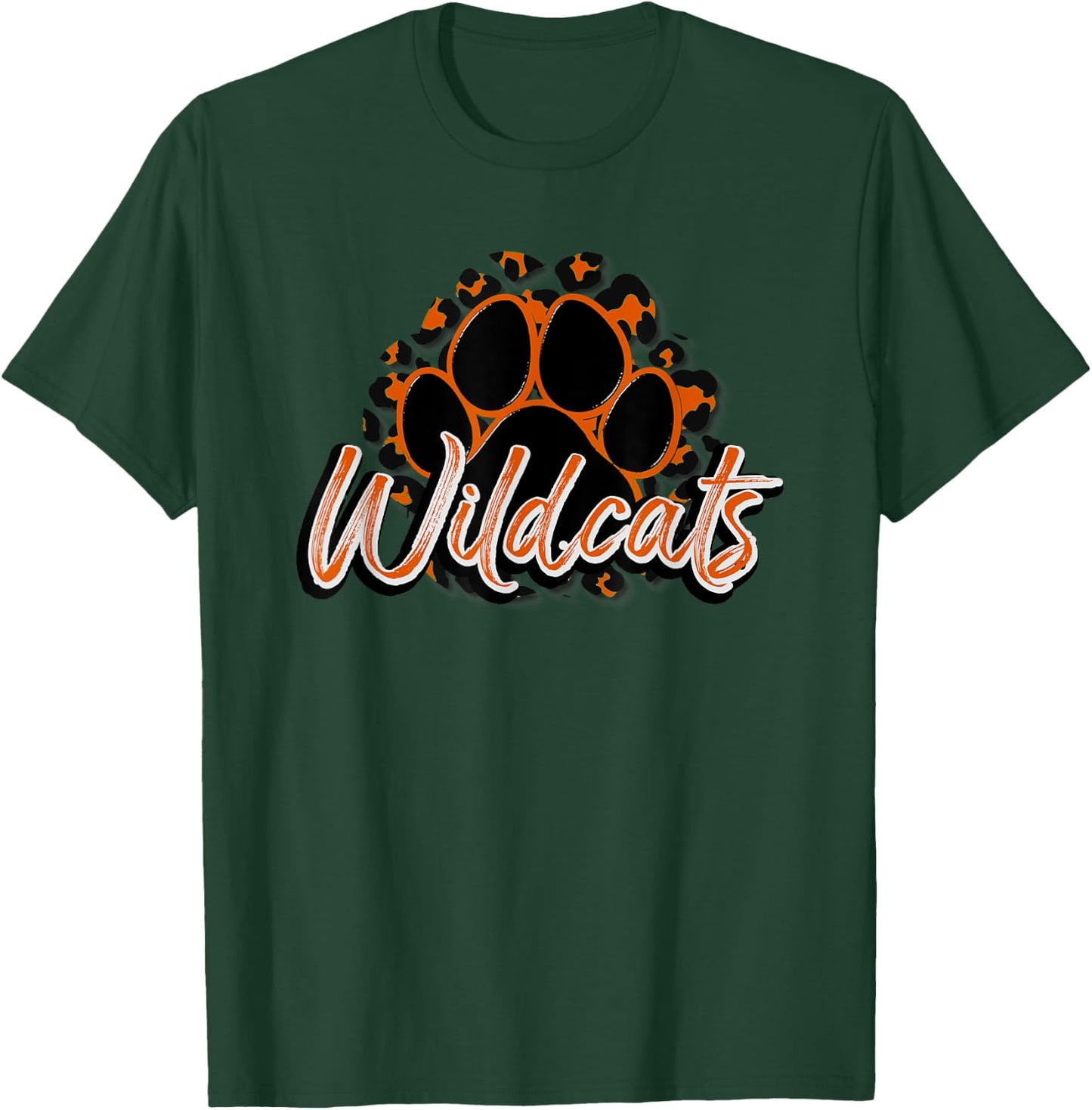 Wildcats Orange Black Cheetah School Sports Fan Team Spirit T-Shirt - T-Shirt | Forest