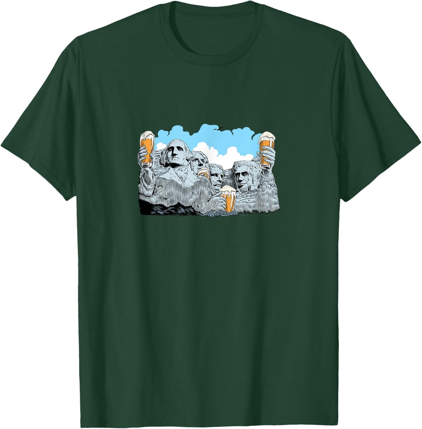 Mt Rushmore Presidents Beer Cheers T-Shirt - T-Shirt | Forest