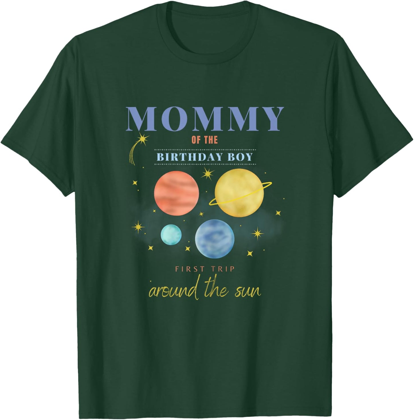 Mommy Mom 1st Birthday First Trip Around The Sun Space Bday T-Shirt - T-Shirt | Forest