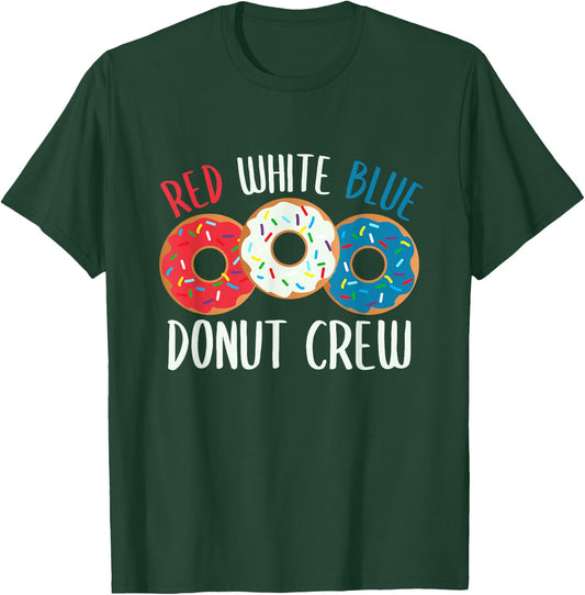 Donut Crew Red White Blue July 4th Women's American Doughnut T-Shirt - T-Shirt | Forest