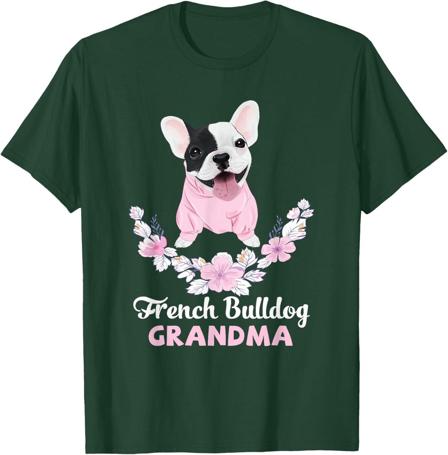 French Bulldog Grandma Frenchie Grandma Women Girls Kids T-Shirt - T-Shirt | Forest