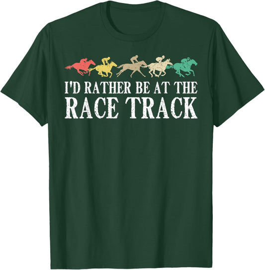 Funny Race Track Horse Racing Gift Men Women Cool Horse Race T-Shirt - T-Shirt | Forest