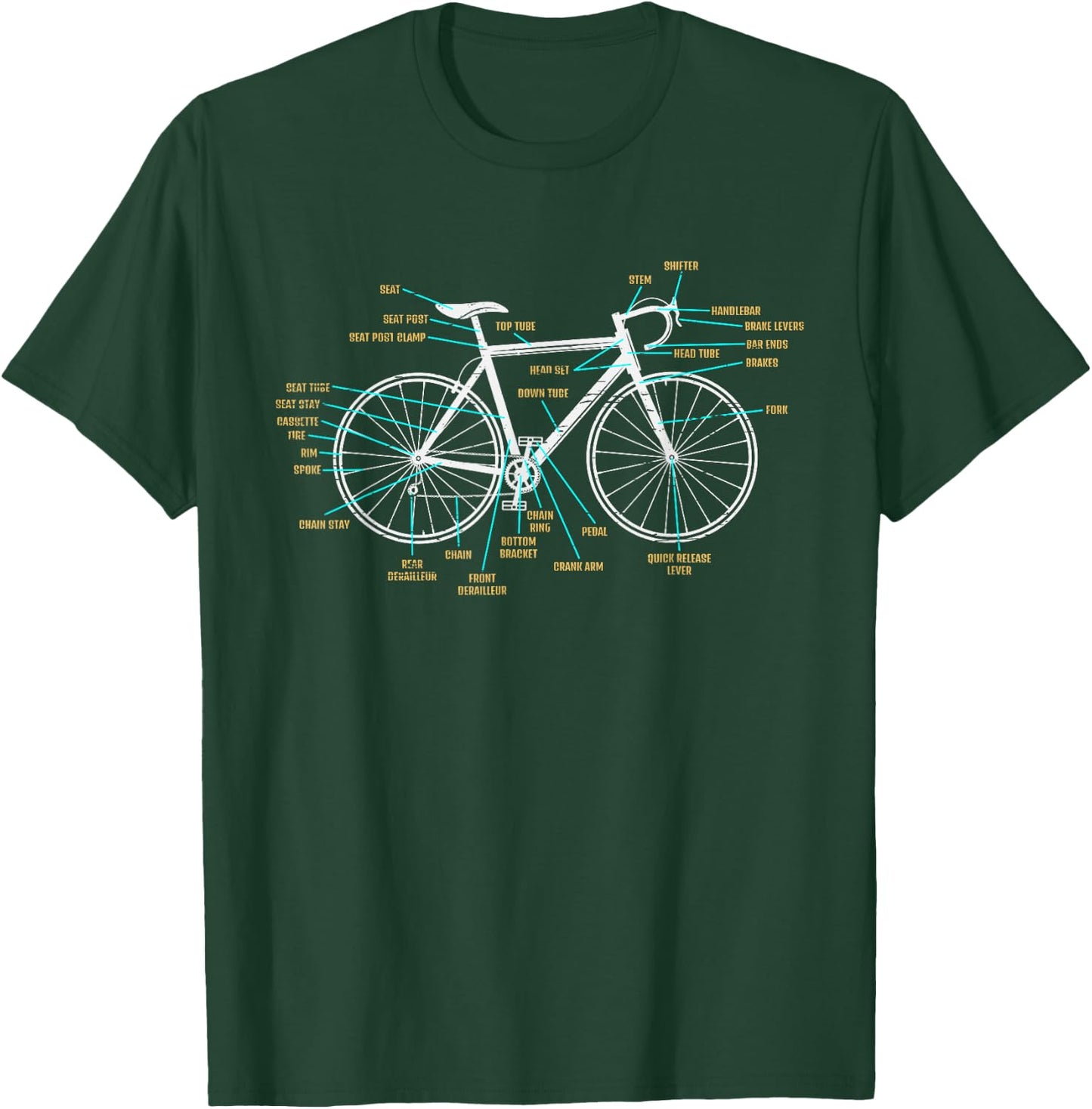 Bicycle Anatomy Road Bike Cycling T-Shirt - T-Shirt | Forest