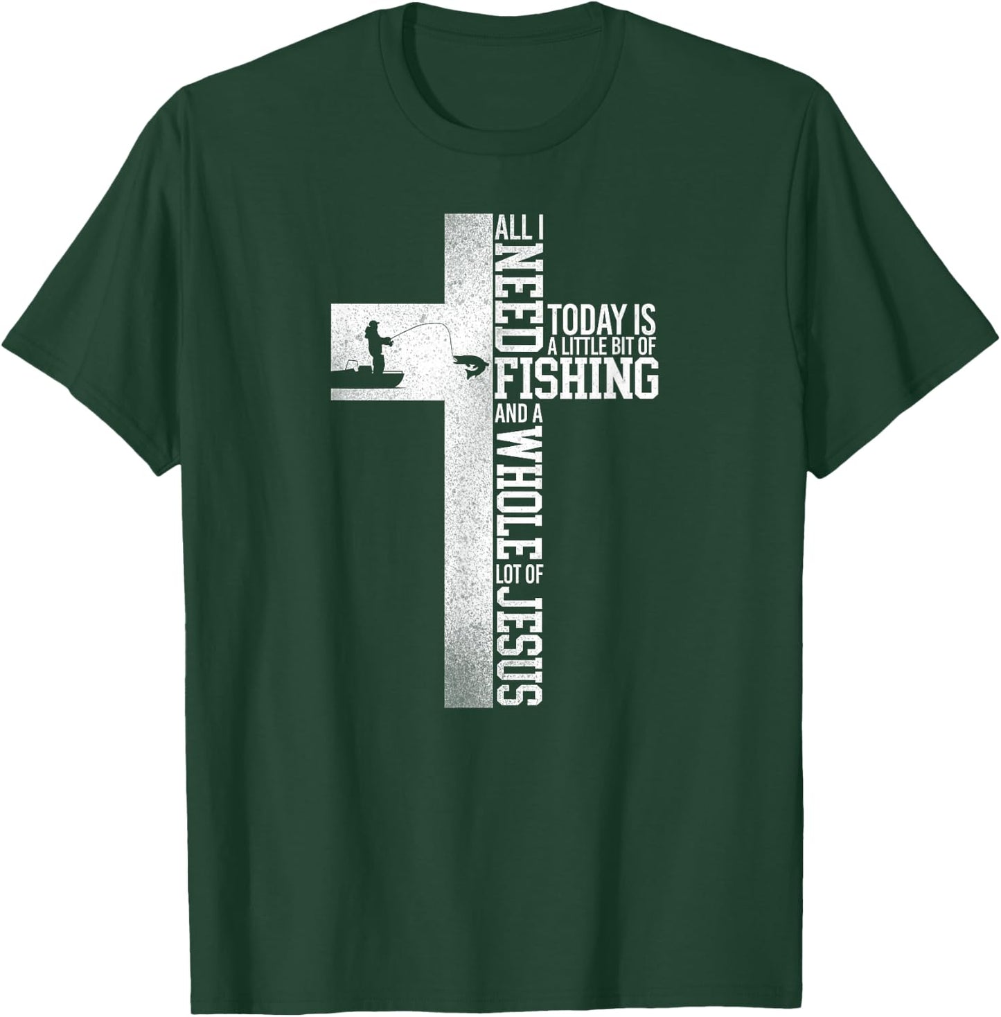 Fishing Faith Jesus Cross T-Shirt - T-Shirt | Forest