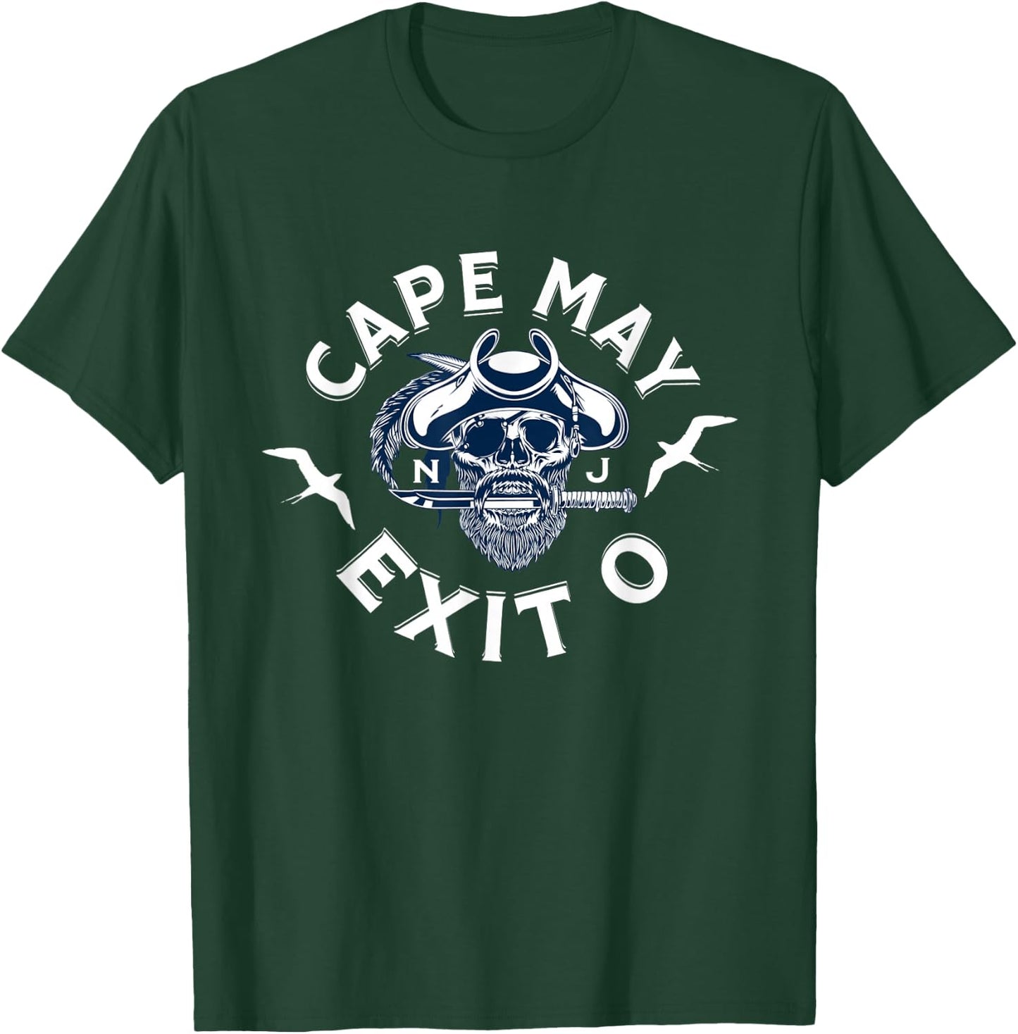 Cape May Exit 0 Pirate Face For New Jersey Beach Vacation T-Shirt - T-Shirt | Forest