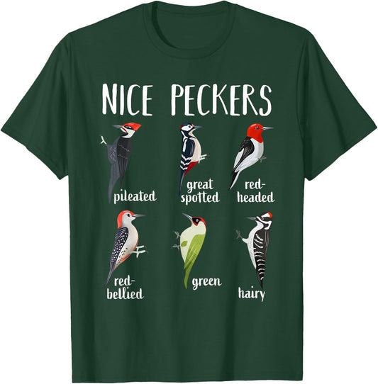 Woodpecker Nice Peckers Funny bird watching Birding T-Shirt - T-Shirt | Forest