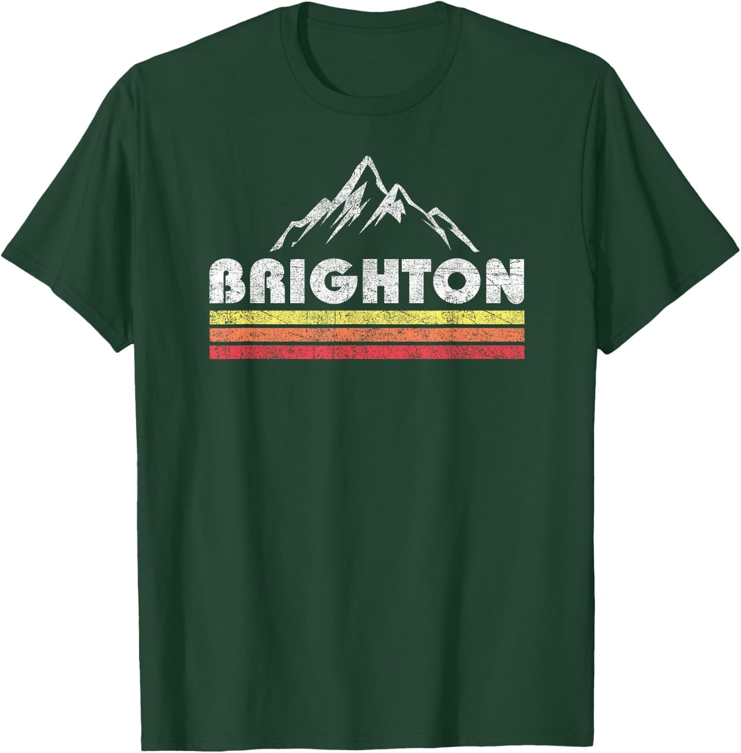 Vintage Retro Brighton Utah Mountain Faded Lines Ski T-Shirt - T-Shirt | Forest