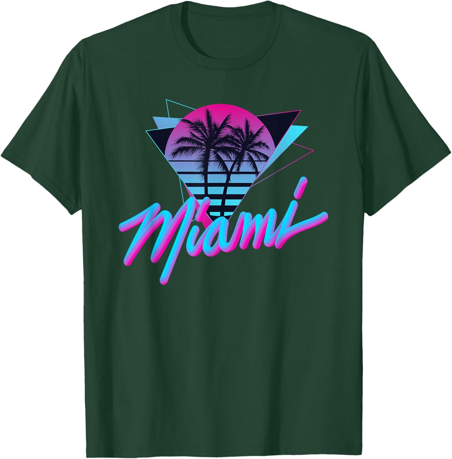 Miami - Palm Trees - Vaperwave Synthwave 80s Style Retro T-Shirt - T-Shirt | Forest