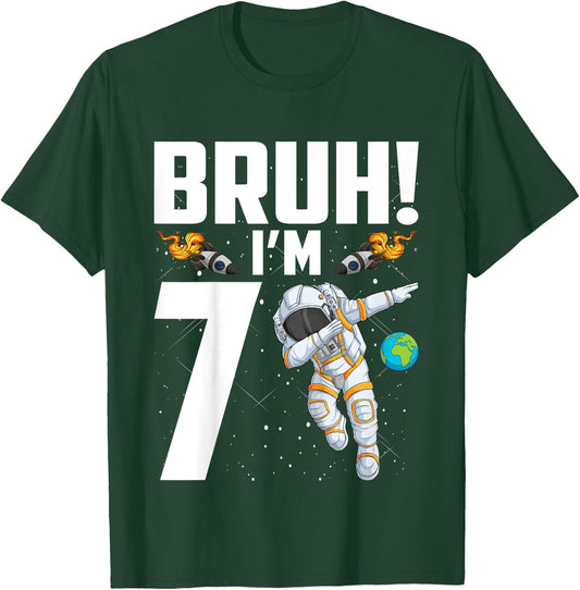 Kids 7th Birthday Astronaut Bruh I'm 7 Years Old Birthday T-Shirt - T-Shirt | Forest