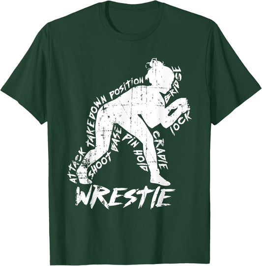 High School Wrestling Mom Dad Gift Girls Wrestling T-Shirt - T-Shirt | Forest