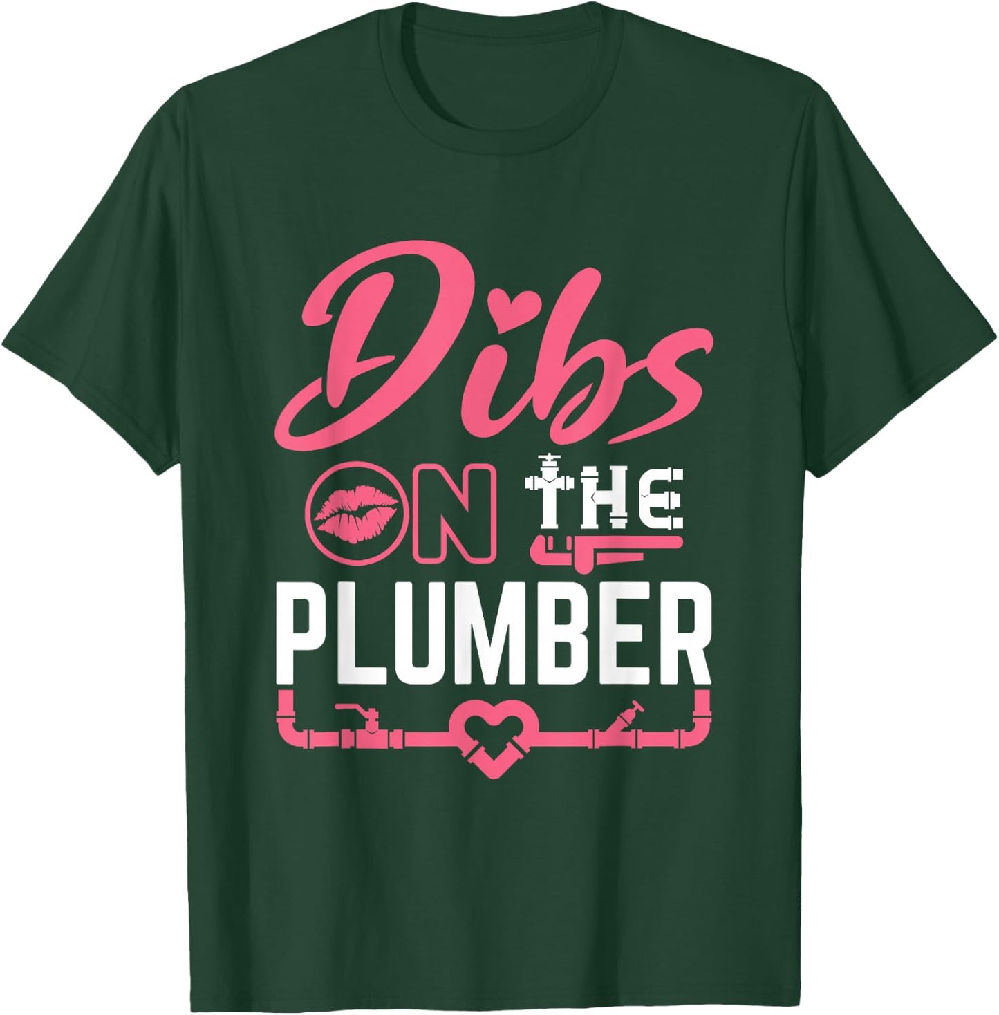 Plumbers Wife Gifts and Apparel Dibs on the Plumber Wife Girlfriend Fiance Cute Plumbing - Women's Black Modern Letter Print Short Sleeve - Small T-Shirt - T-Shirt | Forest