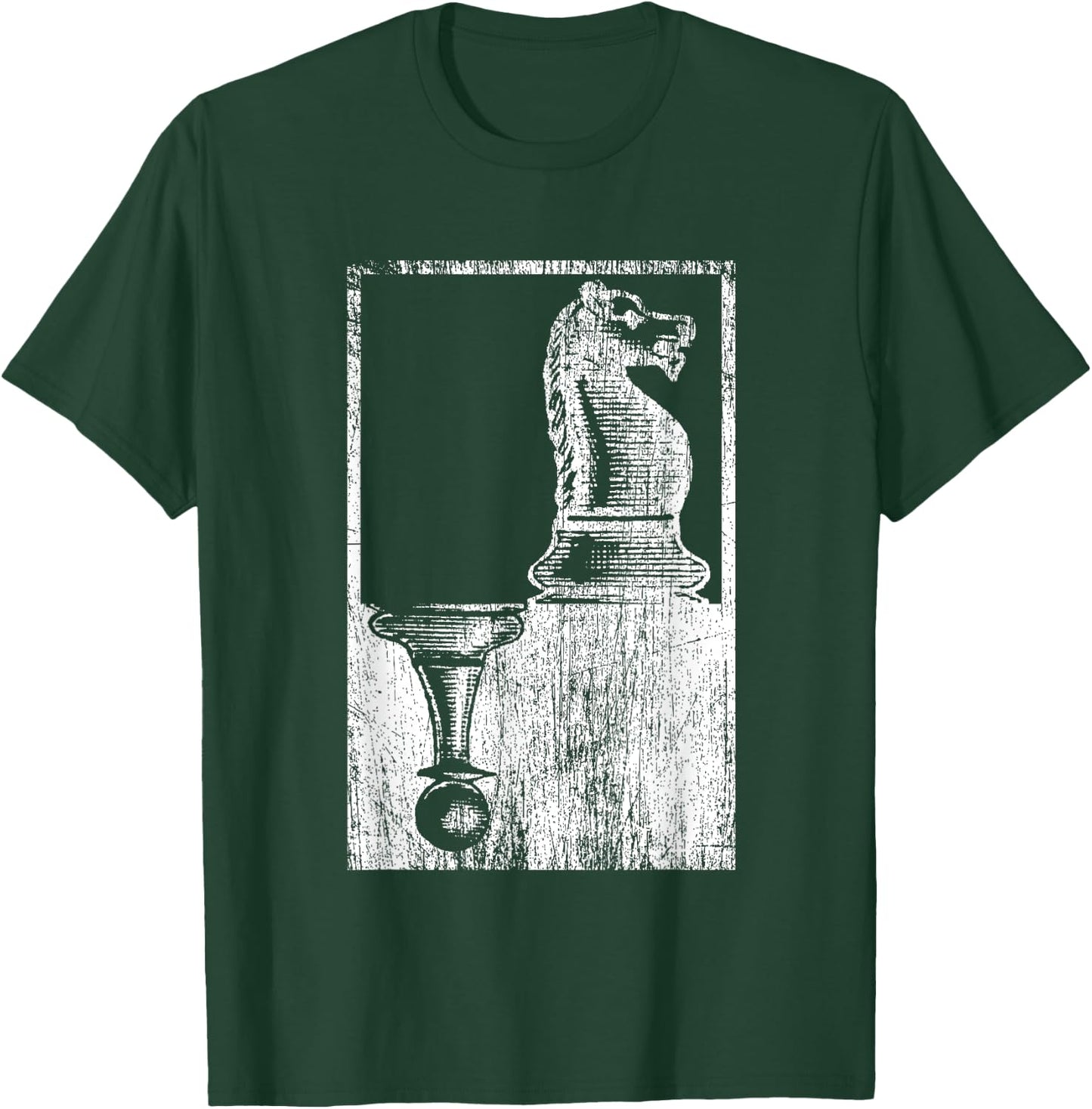 Vintage Pawn And Knight Shadow Chess T-Shirt - T-Shirt | Forest