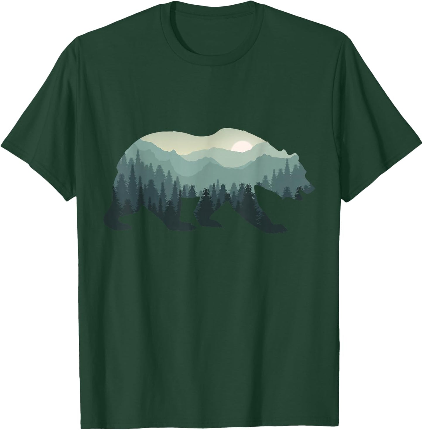 Misty Forest Bear Silhouette Wildlife Nature Lover T-Shirt - T-Shirt | Forest