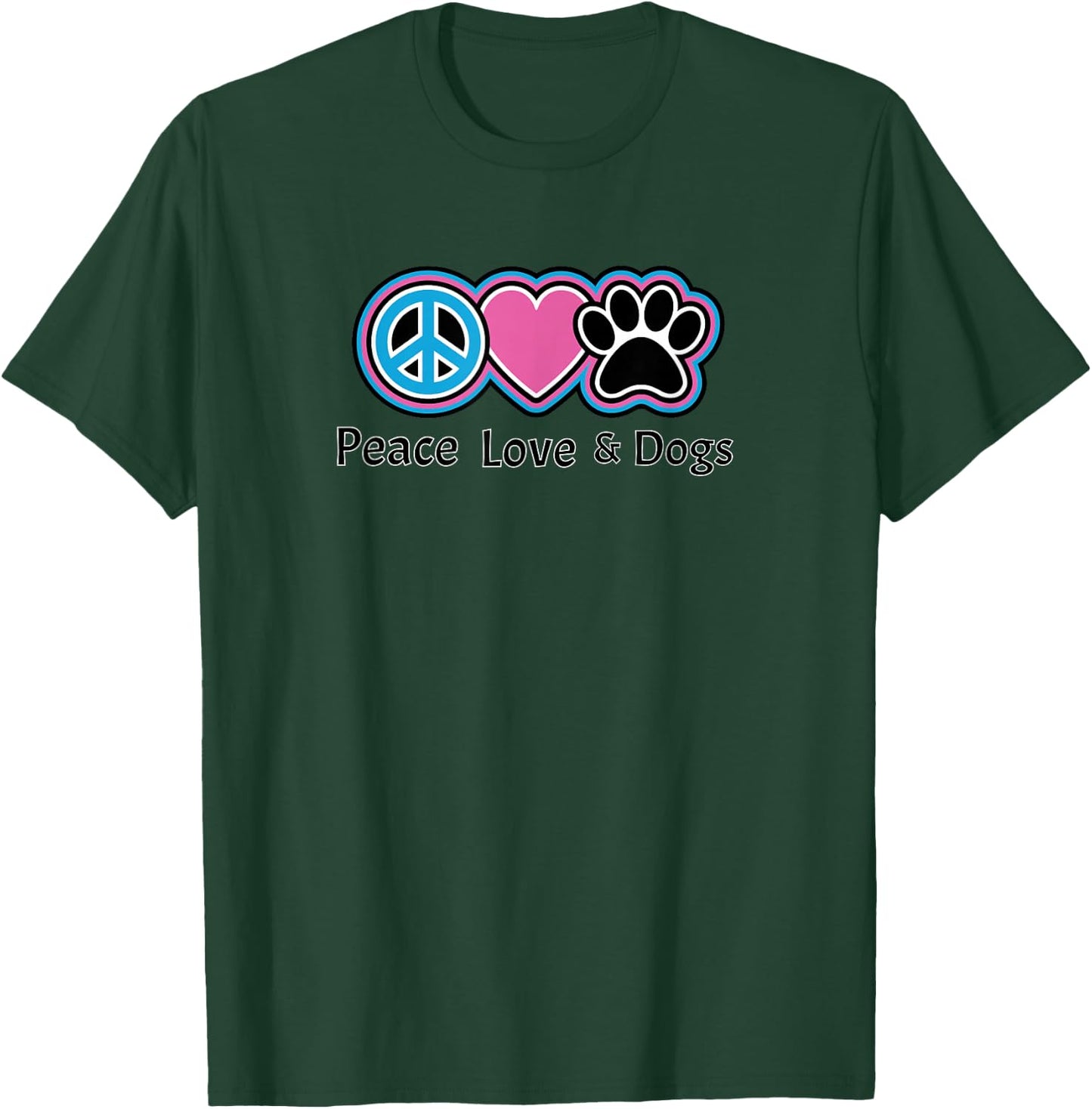 Peace Love & Dogs peace sign heart paw print dog lover T-Shirt - T-Shirt | Forest