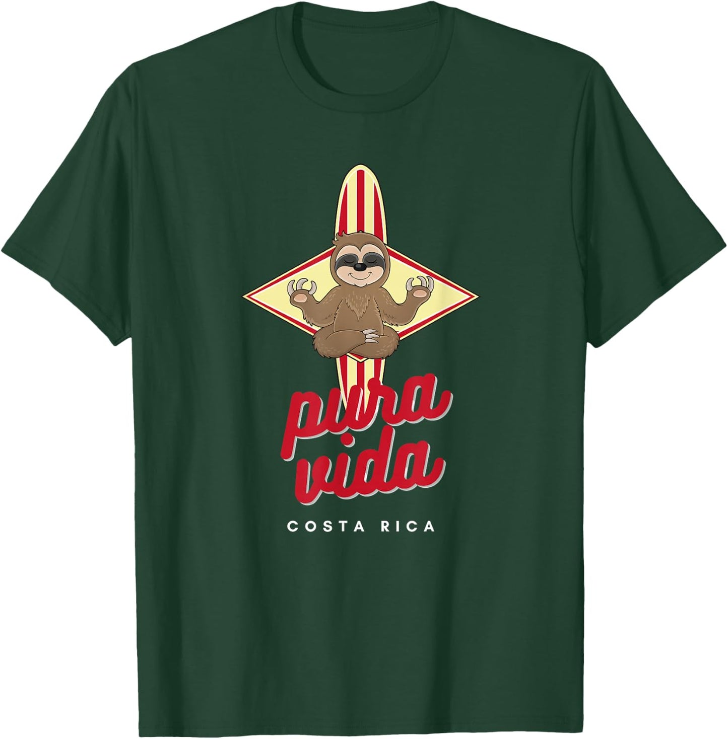 Costa Rica Meditating Sloth Pura Vida Motto T-Shirt - T-Shirt | Forest