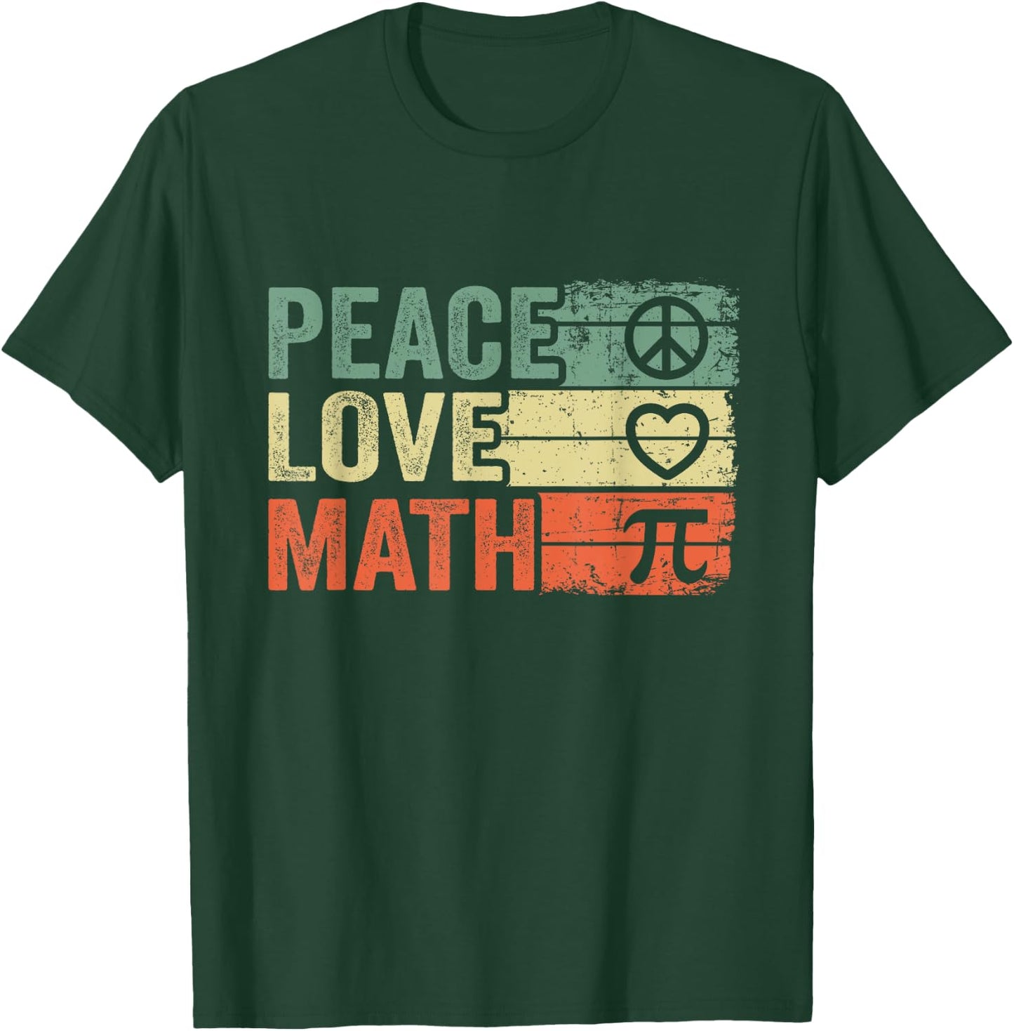 Peace Love Math Vintage Math Nerd Retro Funny Math Teacher Women T-Shirt - T-Shirt | Forest