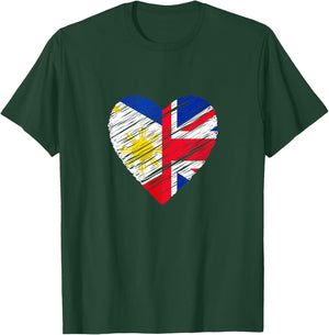 Philippines Great Britain Heart UK Flag Filipino Flag Heart T-Shirt - T-Shirt | Forest
