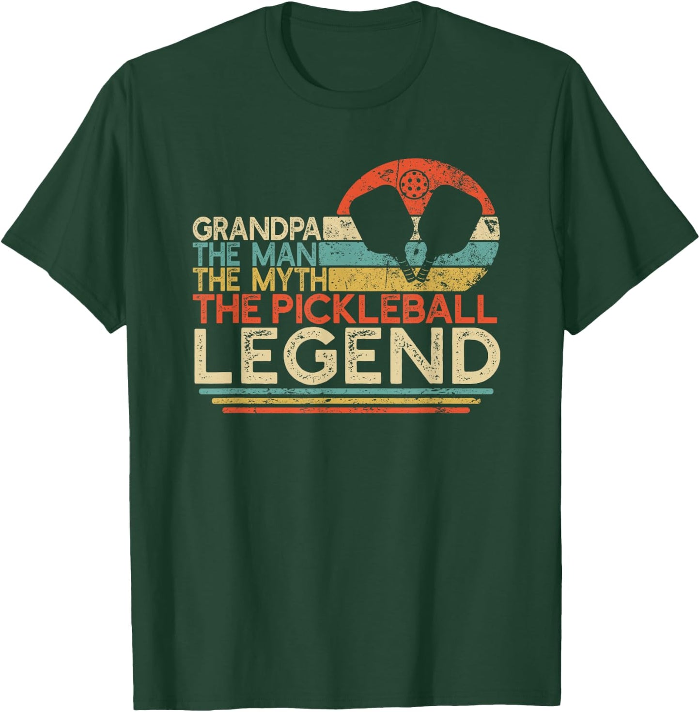 Vintage Pickleball Grandpa The Man The Myth The Legend T-Shirt - T-Shirt | Forest