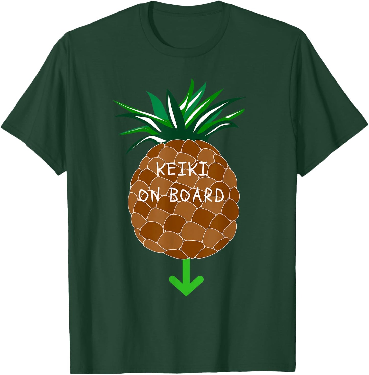 Keiki on Board Pineapple Hawaii Hawaiian Pregnancy Ohana T-Shirt - T-Shirt | Forest