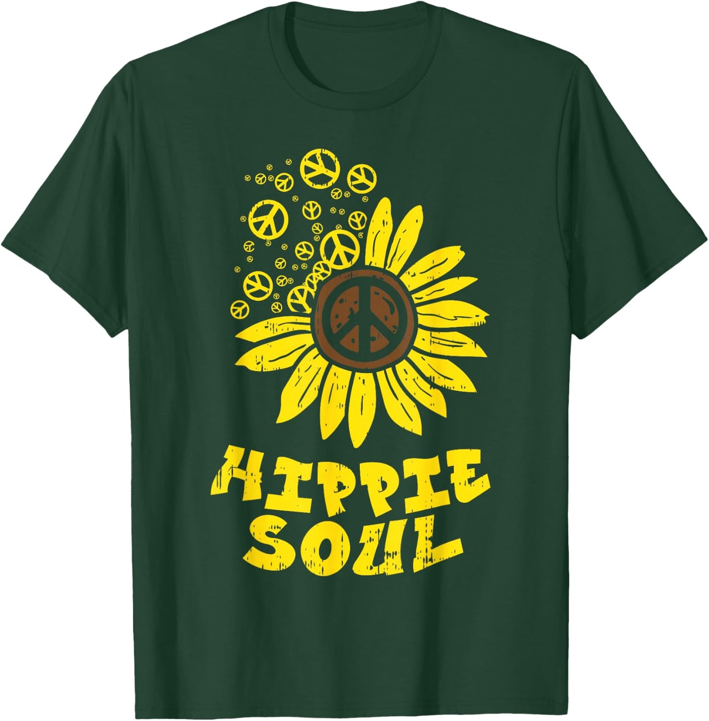 Hippie Soul Sunflower Peace Vintage Retro Floral Hippi Women T-Shirt - T-Shirt | Forest