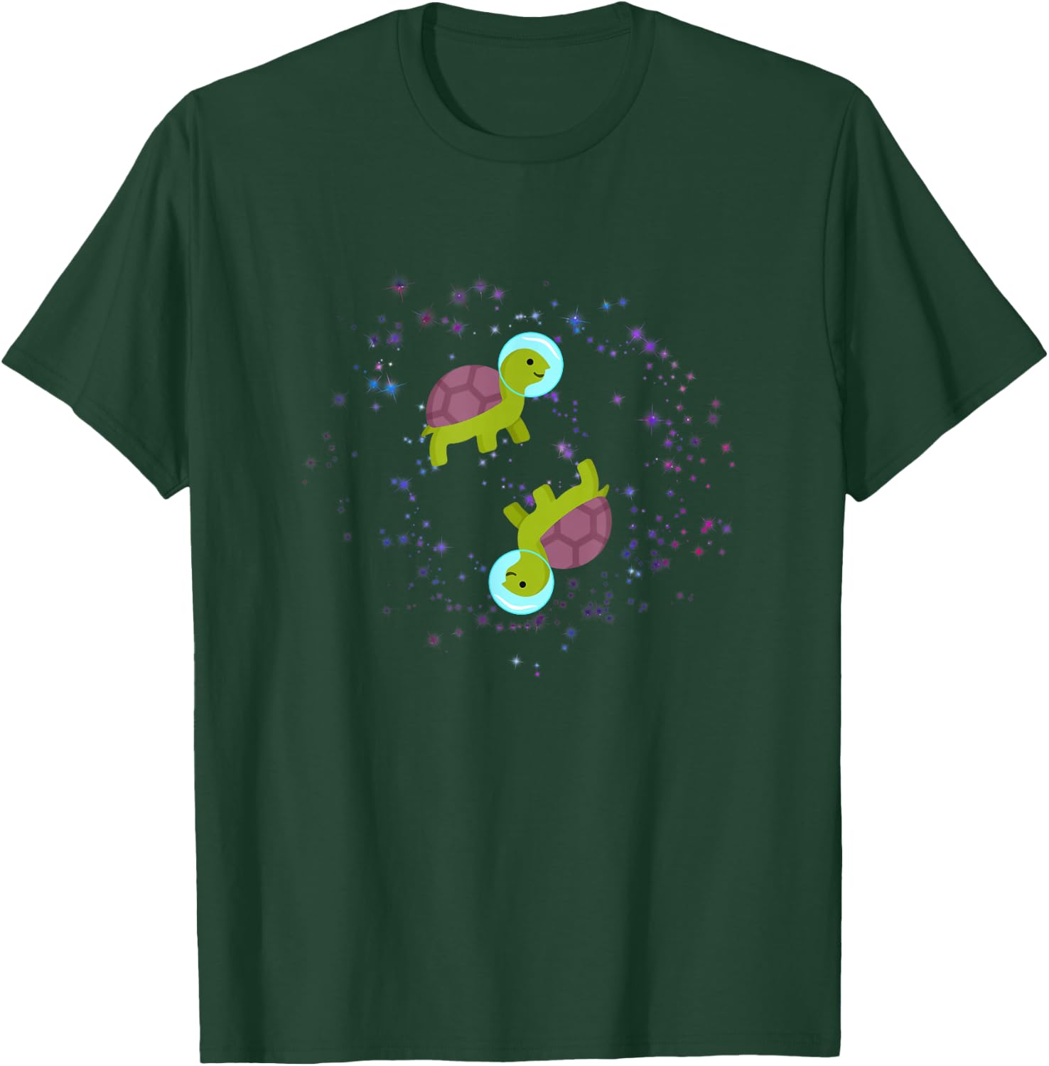 Funny Two Turtles Flying in Space Astronaut T-Shirt - T-Shirt | Forest