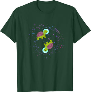 Funny Two Turtles Flying in Space Astronaut T-Shirt - T-Shirt | Forest