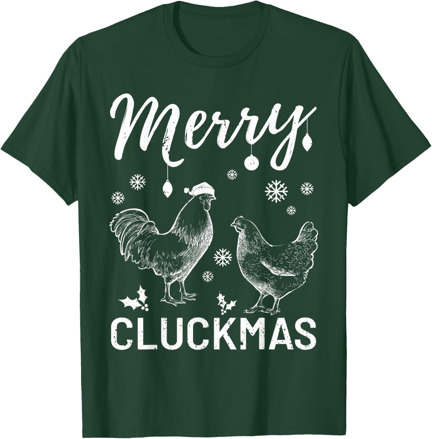 Merry Cluckmas Funny Christmas Xmas Chicken Vintage Pajama T-Shirt - T-Shirt | Forest