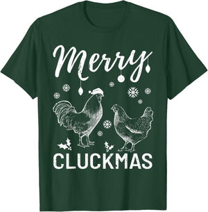 Merry Cluckmas Funny Christmas Xmas Chicken Vintage Pajama T-Shirt - T-Shirt | Forest