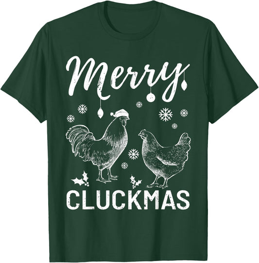 Merry Cluckmas Funny Christmas Xmas Chicken Vintage Pajama T-Shirt - T-Shirt | Forest