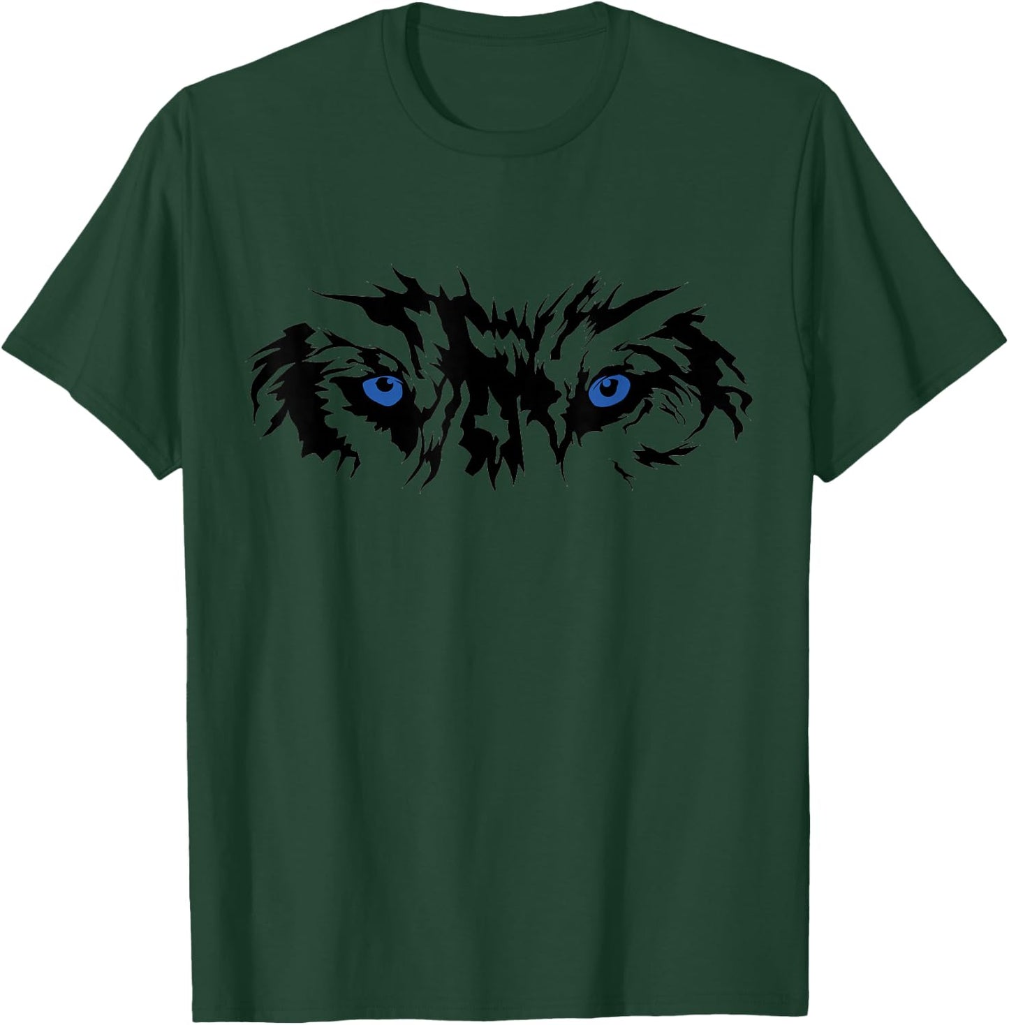 Wolf Face Blue Eyes Angry Wolf Face Shirt Women Men kids T-Shirt - T-Shirt | Forest