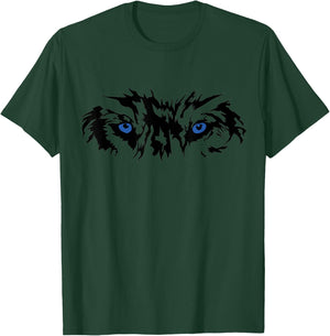 Wolf Face Blue Eyes Angry Wolf Face Shirt Women Men kids T-Shirt - T-Shirt | Forest