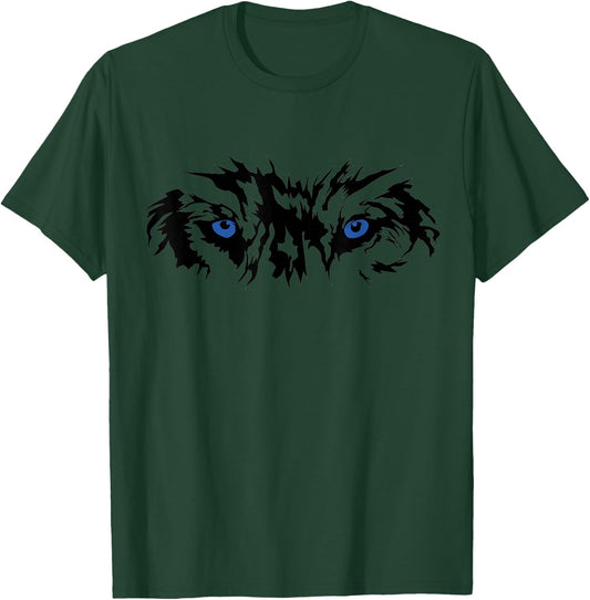 Wolf Face Blue Eyes Angry Wolf Face Shirt Women Men kids T-Shirt - T-Shirt | Forest