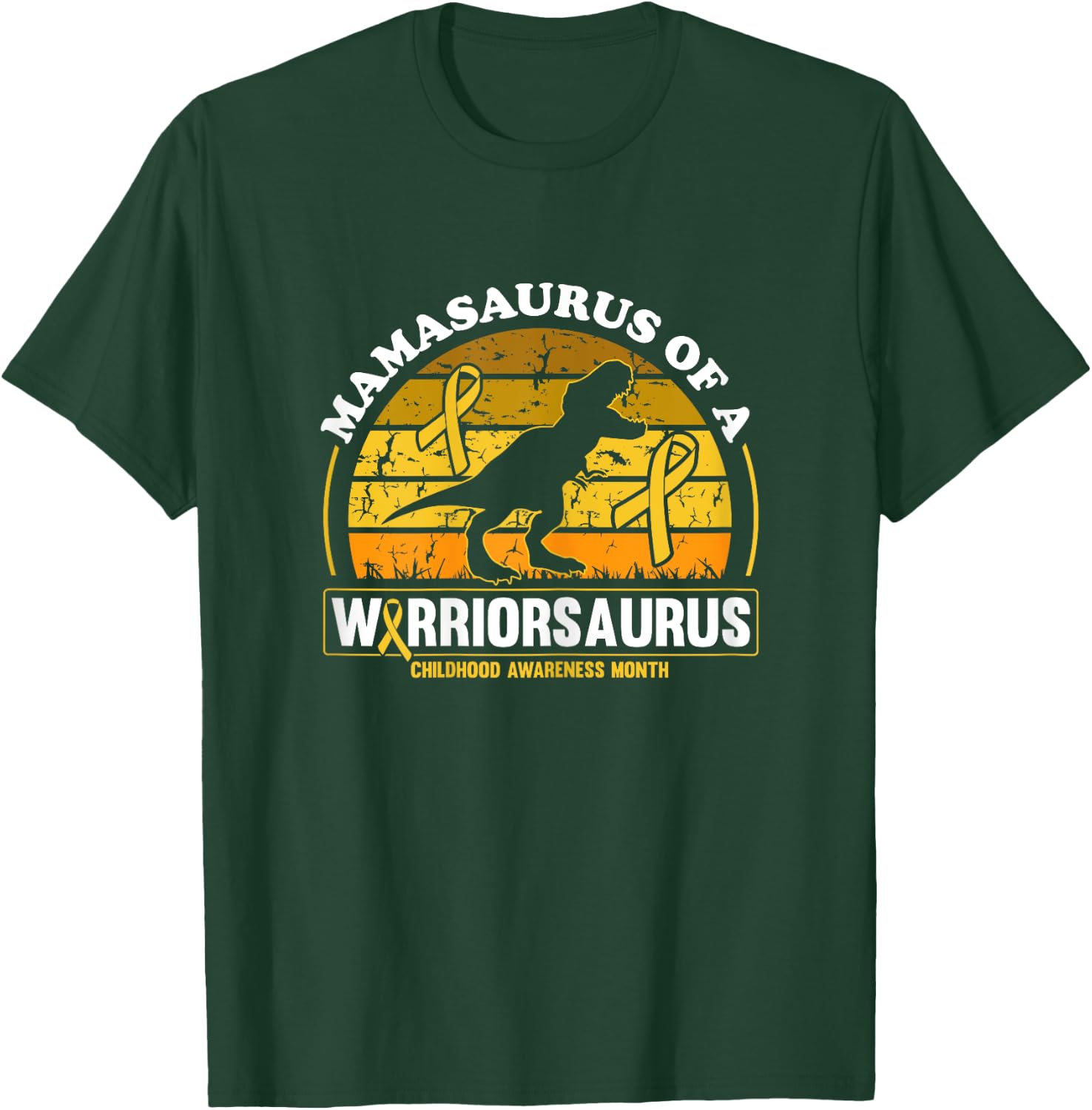 Mamasaurus Of A Warriorsaurus Childhood Cancer Awareness T-Shirt - T-Shirt | Forest