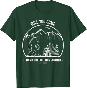Will You Come to My Cottage This Summer ? with Bigfoot T-Shirt - T-Shirt | Forest