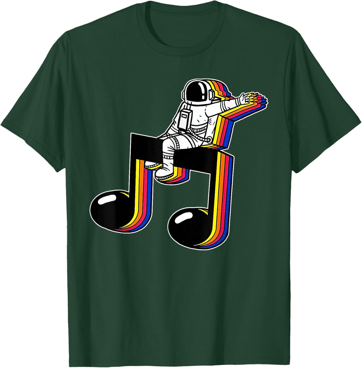 Vintage Astronaut On Music Note Space Teacher Music Lover T-Shirt - T-Shirt | Forest