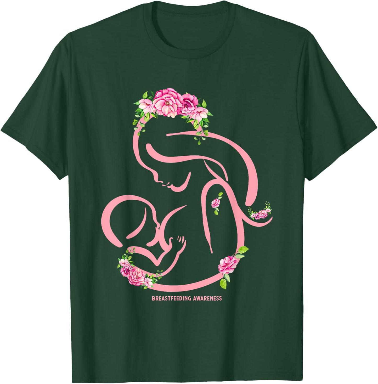 Breastfeeding Awareness Flowers - Normalize Breastfeeding T-Shirt - T-Shirt | Forest