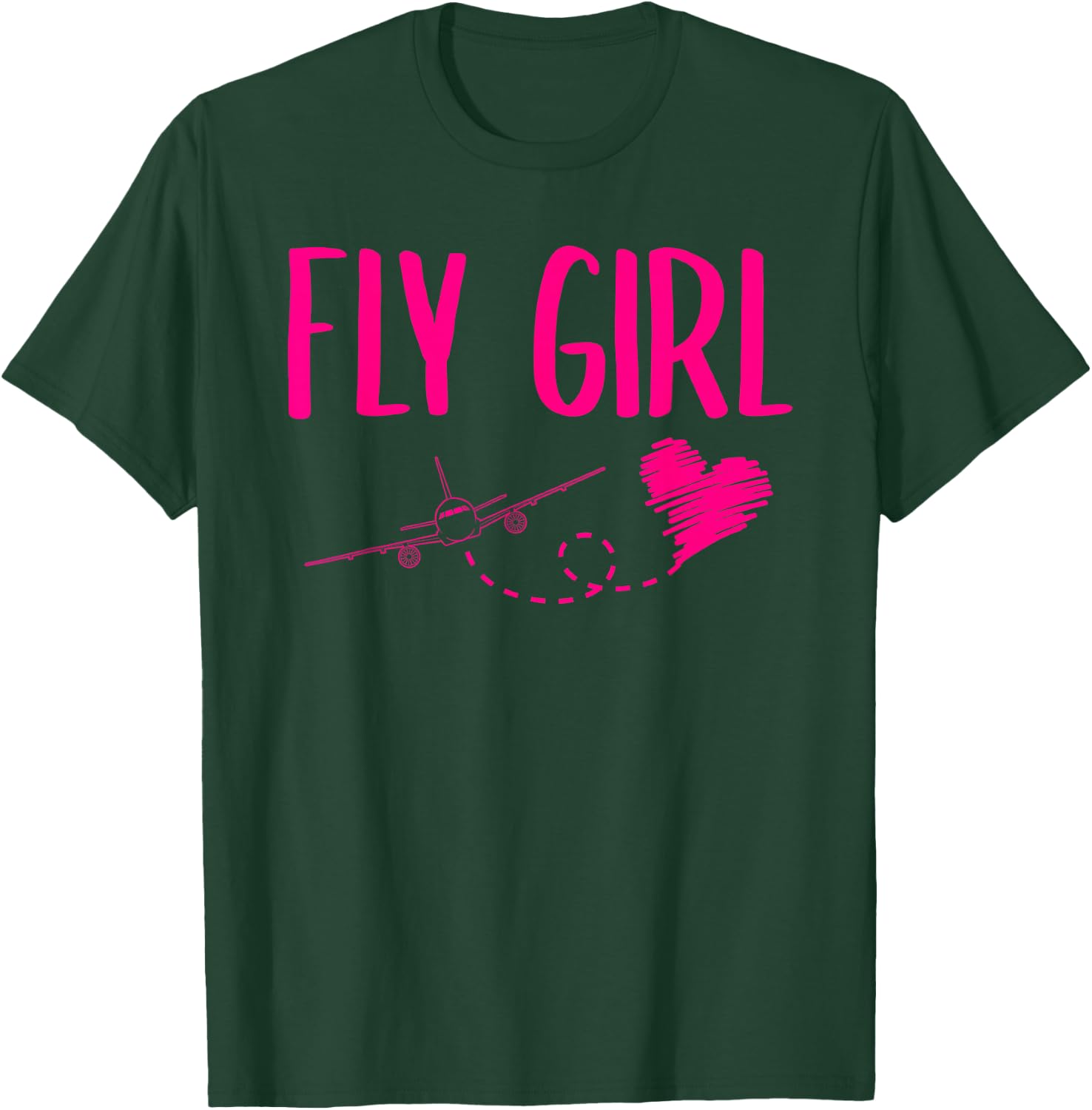 Plane Airplane Heart Flying Pilot Aircraft Aviation Fly Girl T-Shirt - T-Shirt | Forest