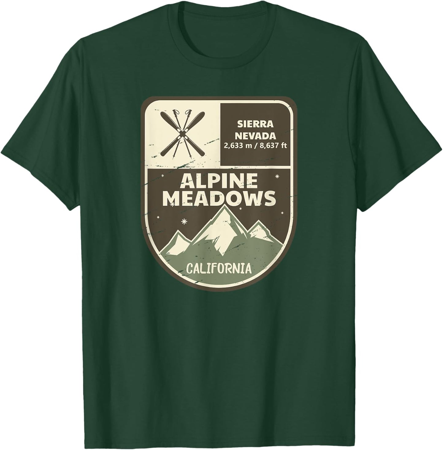Alpine Meadows California Vintage T-Shirt - T-Shirt | Forest