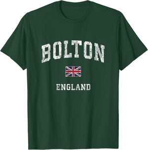 Bolton England Vintage Athletic Sports Design T-Shirt - T-Shirt | Forest