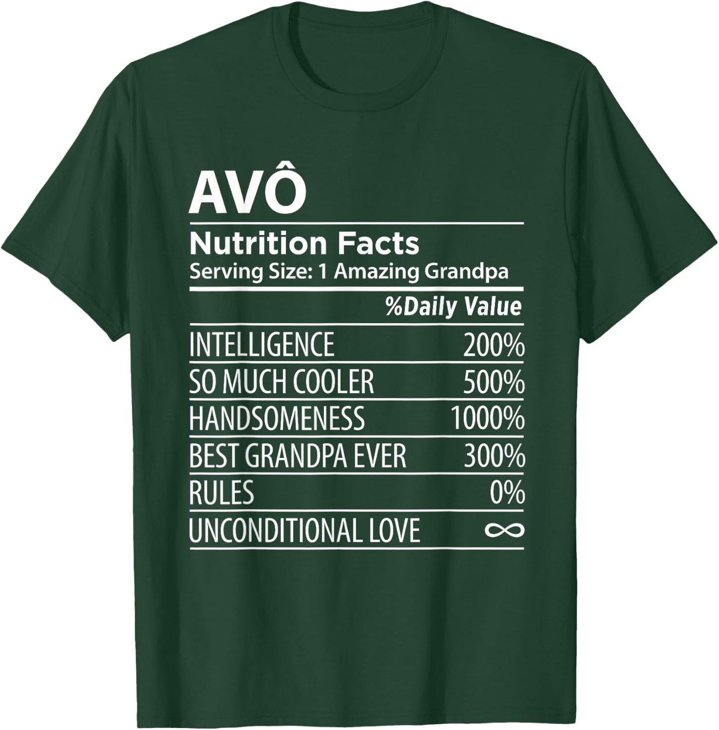 Avo Nutrition Facts | Funny Portuguese Grandpa T-Shirt - T-Shirt | Forest