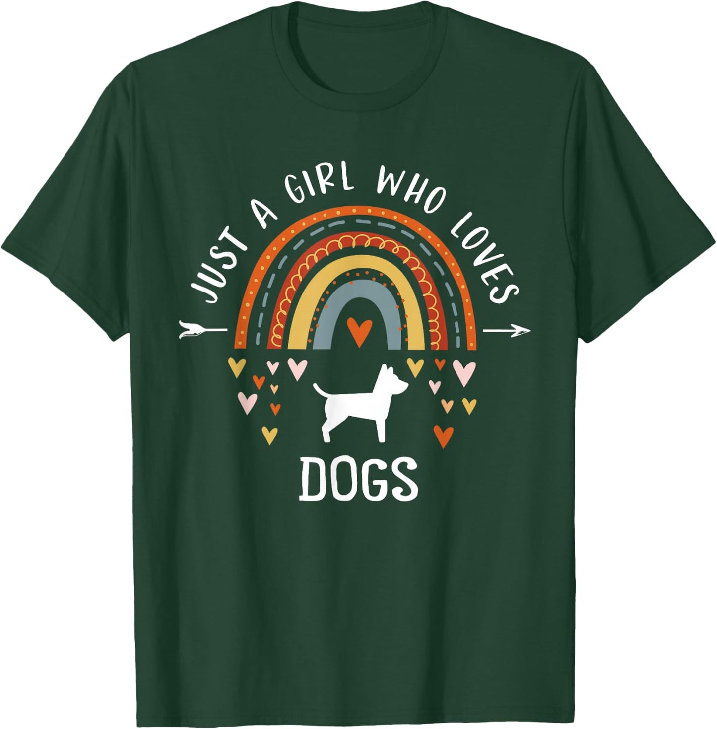 Just A Girl Who Loves Dogs Rainbow Gifts For Dog Lover Women T-Shirt - T-Shirt | Forest