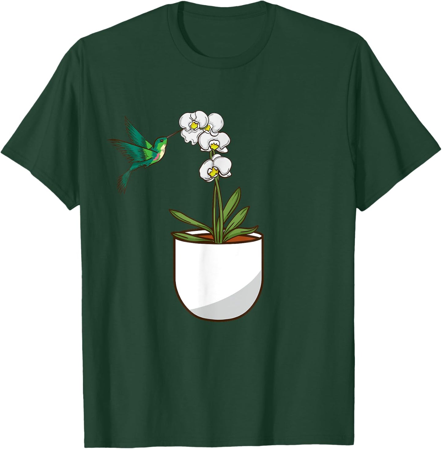 Hummingbird Orchid Flower Lover Women Bird Plants Orchid T-Shirt - T-Shirt | Forest