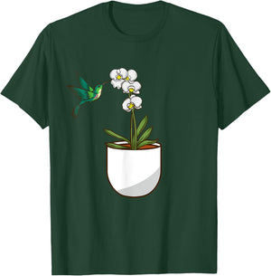 Hummingbird Orchid Flower Lover Women Bird Plants Orchid T-Shirt - T-Shirt | Forest