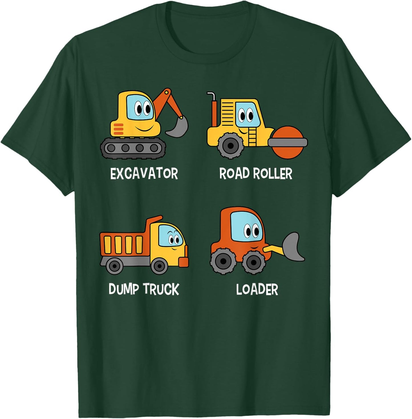 Excavator Road Roller Truck Loader Kids Toddlers T-Shirt - T-Shirt | Forest