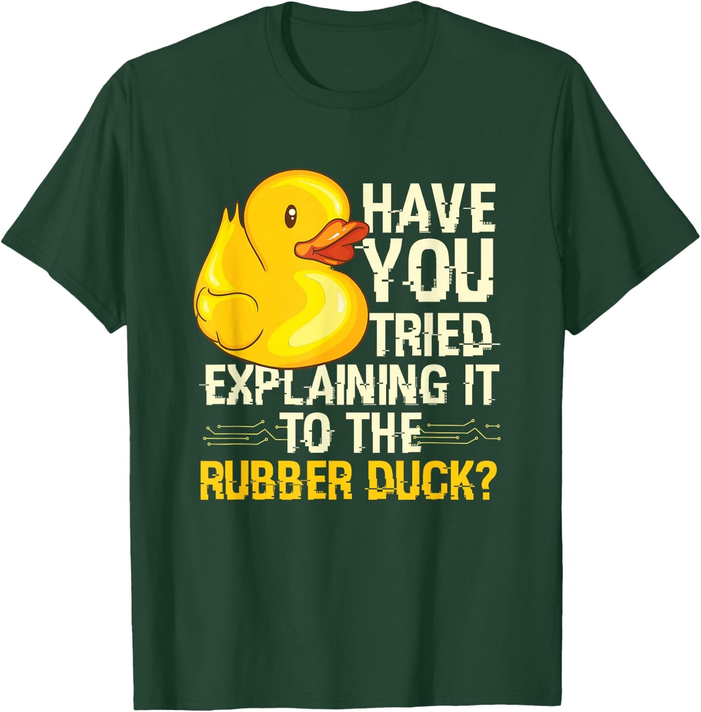 Programmer Designs & Co. by mb. Funny Rubber Duck Debugging - Men's Adults Black Cotton Short Sleeve Classic Fit - Small T-Shirt - T-Shirt | Forest