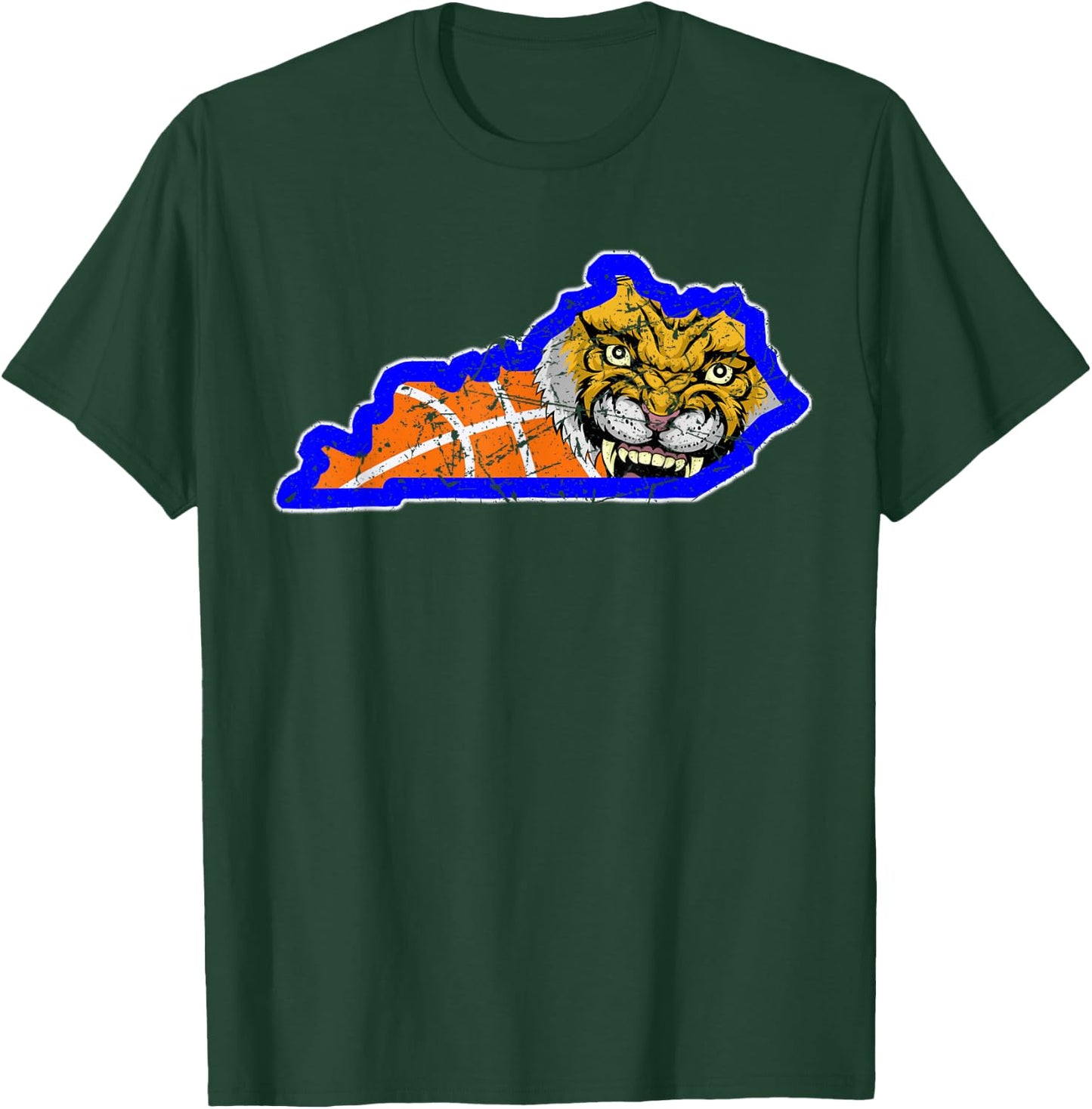 Vintage Worn State of Kentucky Basketball State Shape T-Shirt - T-Shirt | Forest